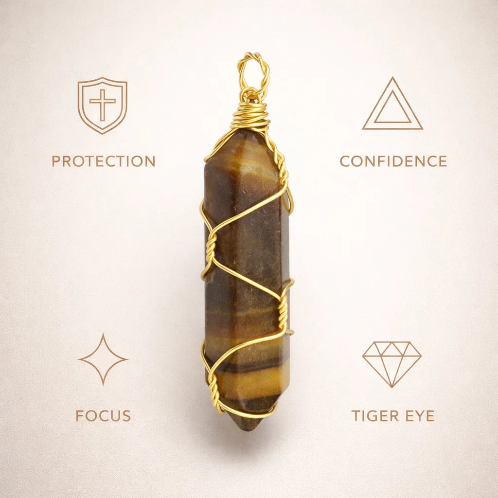 Hexagon Crystal Net Pendant – Natural Stone Point Jewelry - natural stone point necklace - Aroma Paradise