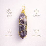 Hexagon Crystal Net Pendant – Natural Stone Point Jewelry - natural stone point necklace - lifestyle shot - Aroma Paradise