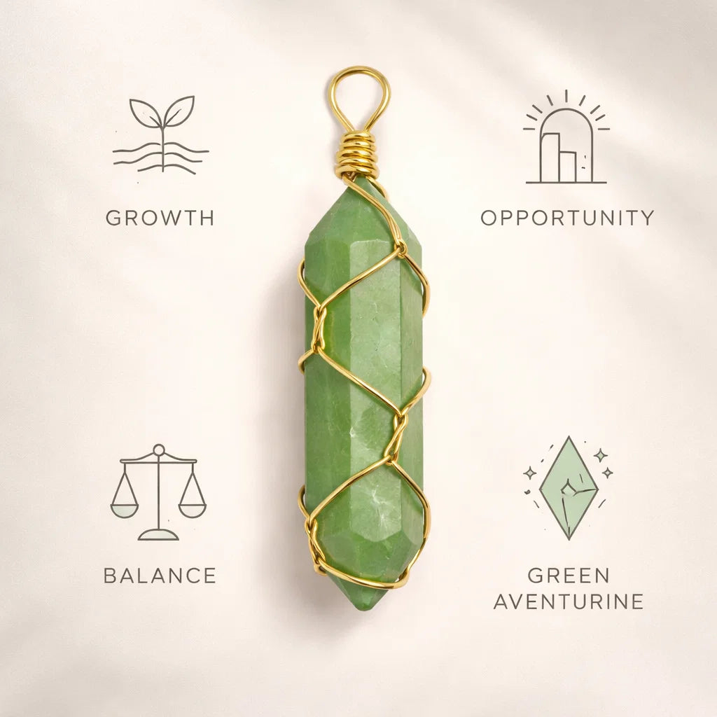 Hexagon Crystal Net Pendant – Natural Stone Point Jewelry - natural stone point necklace - in use - Aroma Paradise