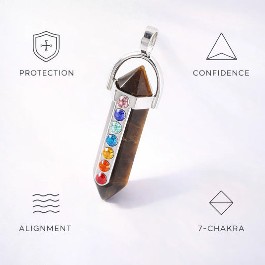 7-Chakra Hexagon Crystal Pendant – Natural Energy Alignment Jewelry