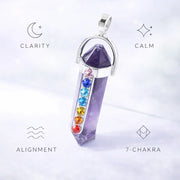 7-Chakra Hexagon Crystal Pendant – Natural Energy Alignment Jewelry - 7-chakra healing crystal necklace - in use - Aroma Paradise