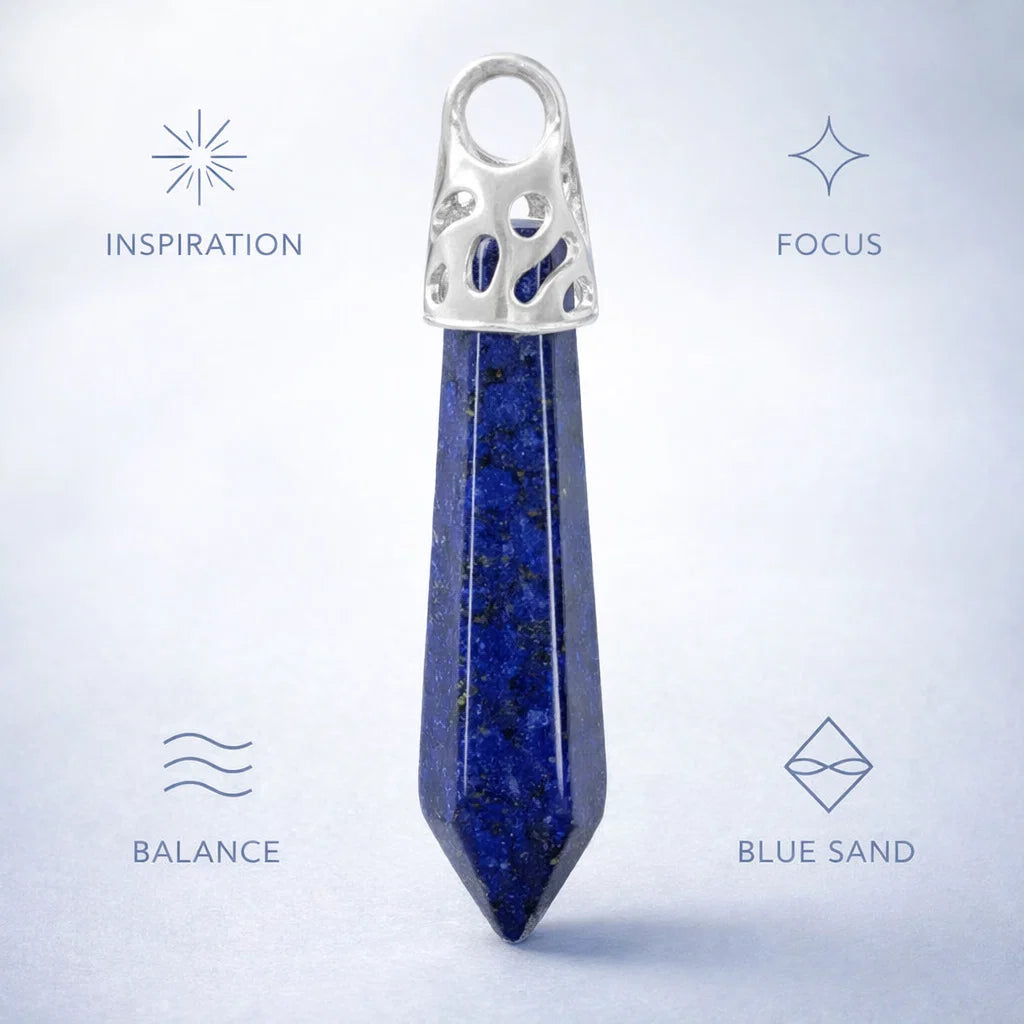 Silver Top Crystal Pendant – Natural Stone Point Jewelry crystal pendant necklace - in use - Aroma Paradise
