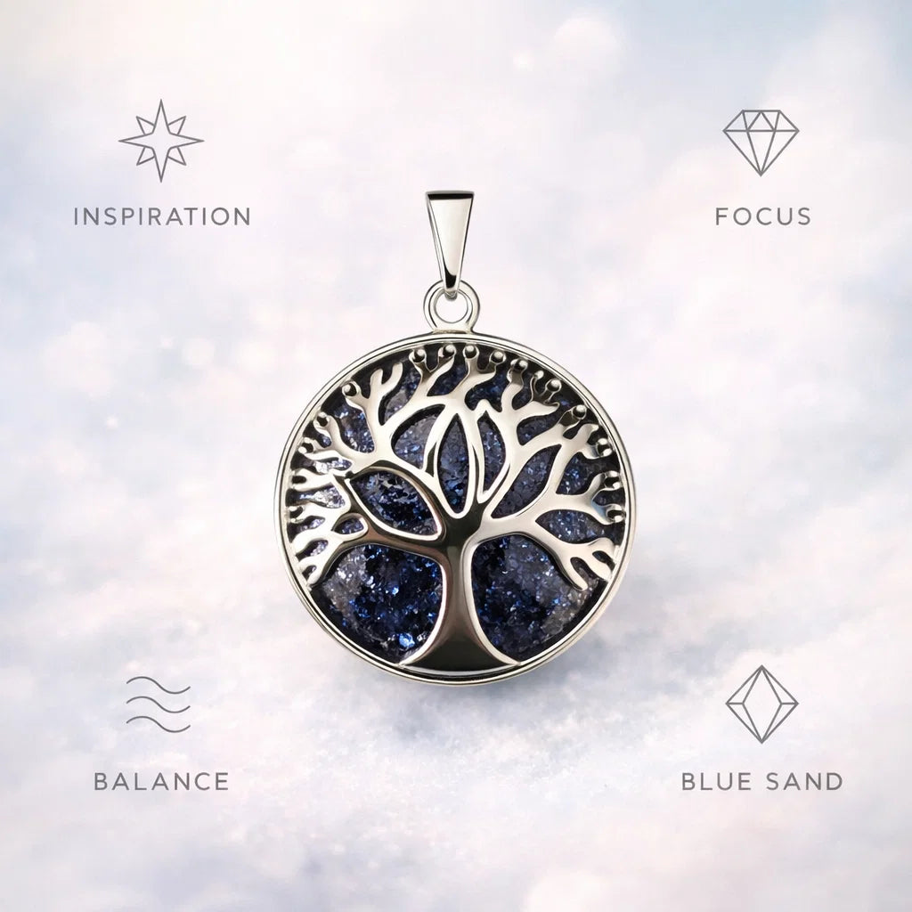 Silver Tree Crystal Pendant – Natural Stone Symbol Jewelry crystal pendant necklace - lifestyle shot - Aroma Paradise