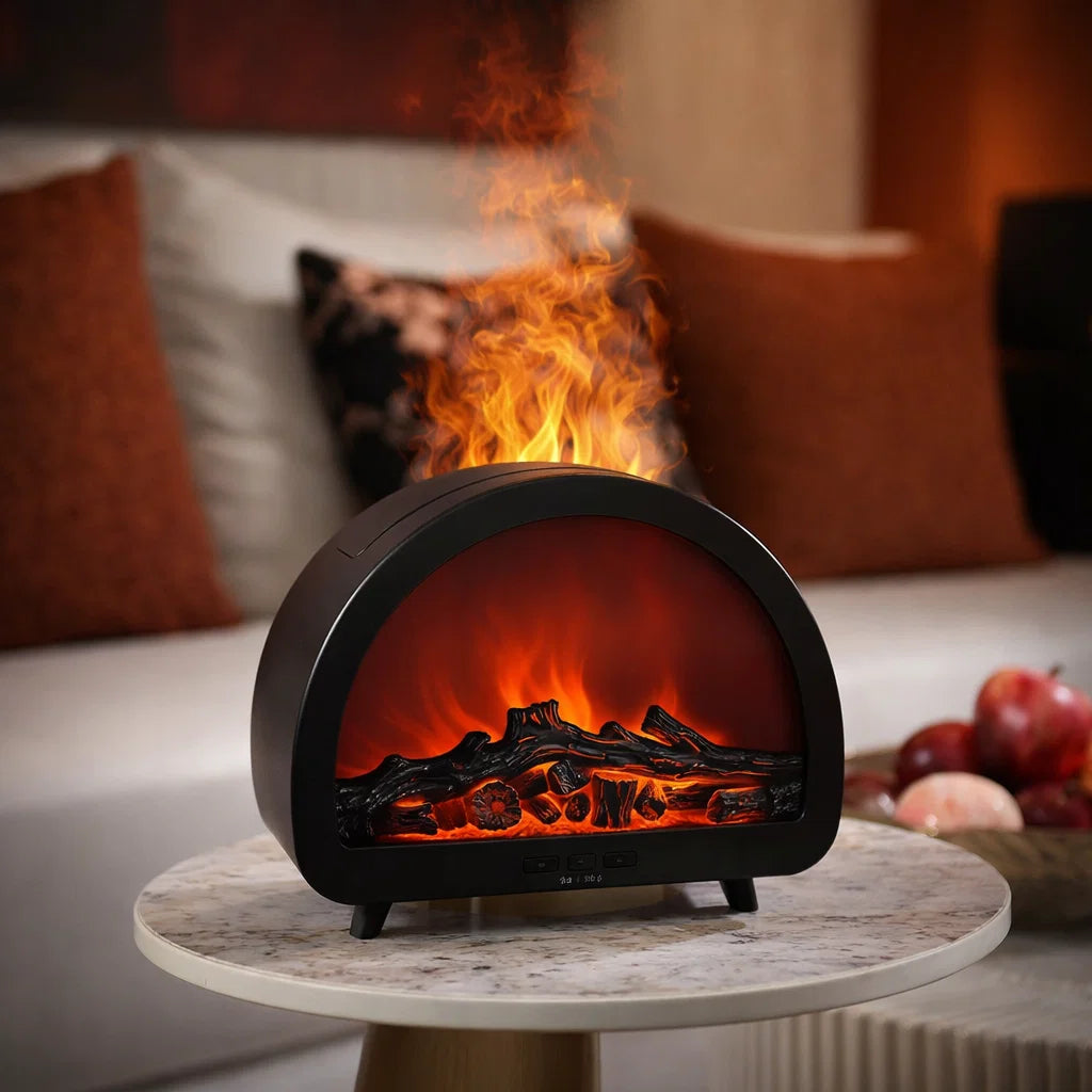 Fireplace Aurora Flame Ultrasonic Essential Oil Diffuser & Cool Mist Humidifier – LED Night Light, Auto Shut-Off & Whisper Quiet for Home & Office With Remote And Heavy Duty Power Adapter ultrasonic essential oil diffuser and humidifier - alternate view - Aroma Paradise