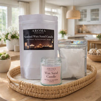 Pearled Unscented Sand Wax Candle Kit & Refill | Unscented | Sand Candles with Reusable Wicks & Jar
