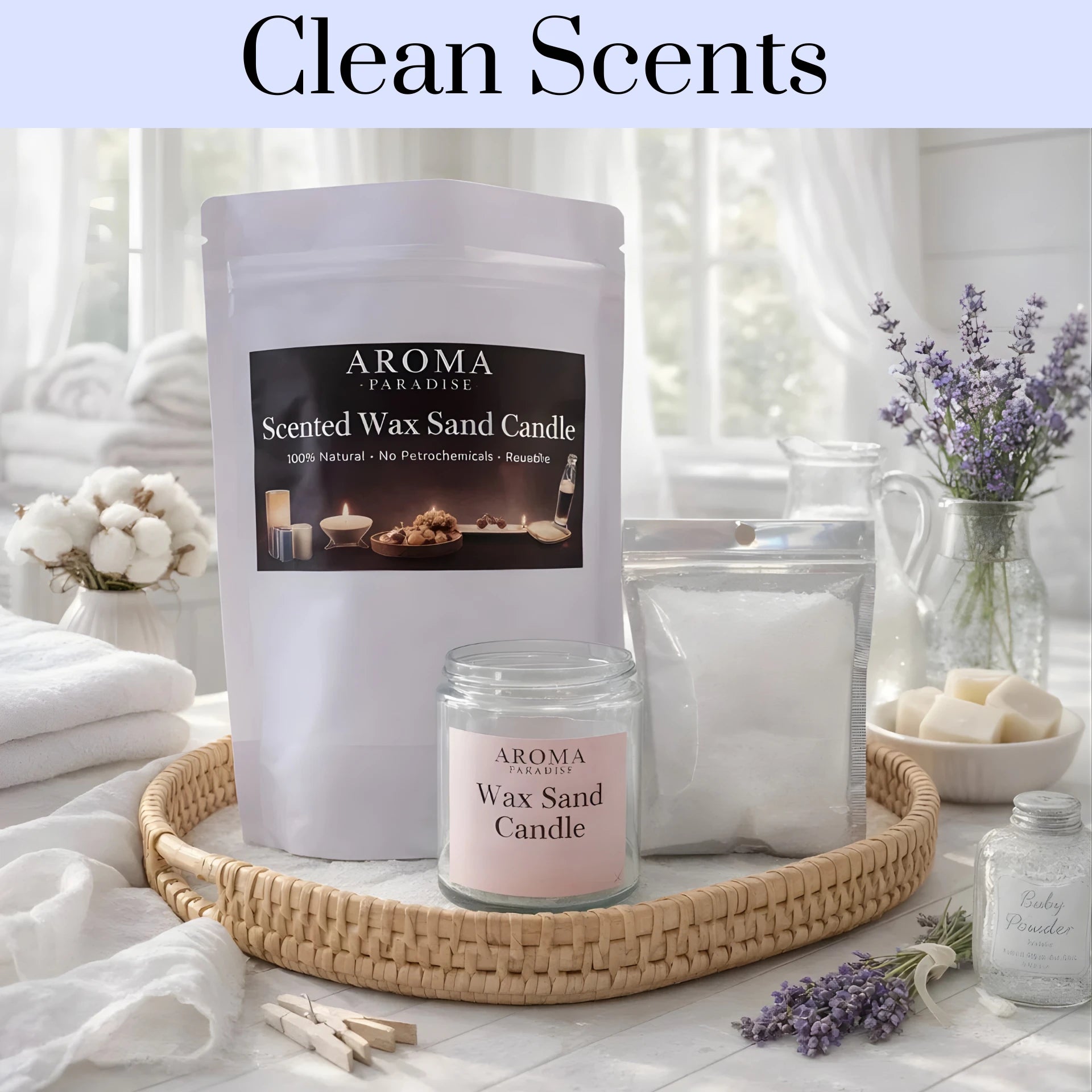 Clean Scent Collection Pearled Sand Wax Candle Kit Aroma Paradise