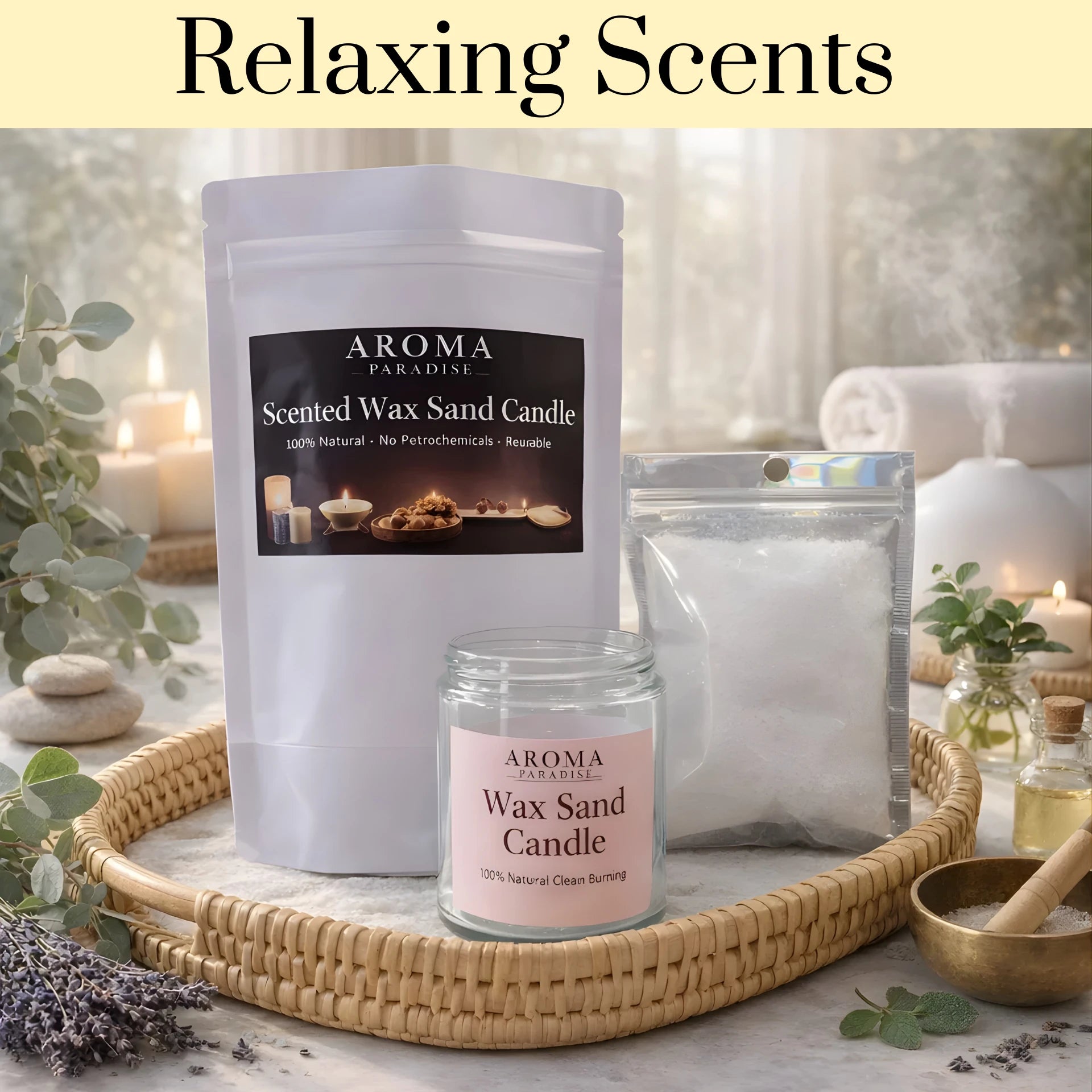 Relaxing Scent Collection Pearled Sand Wax Candle Kit Aroma Paradise