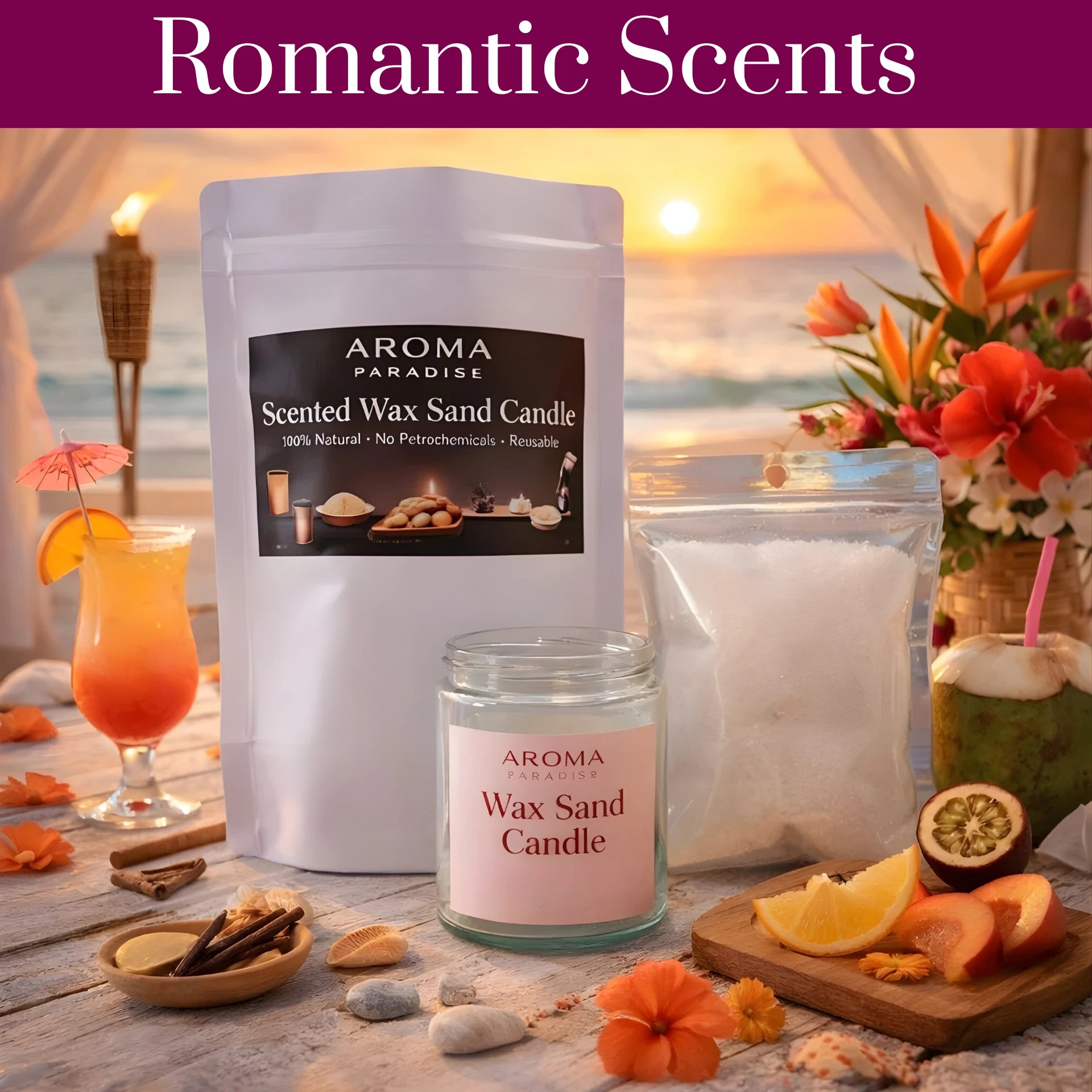 Romantic Collection Pearled Sand Wax Candle Kit Aroma Paradise
