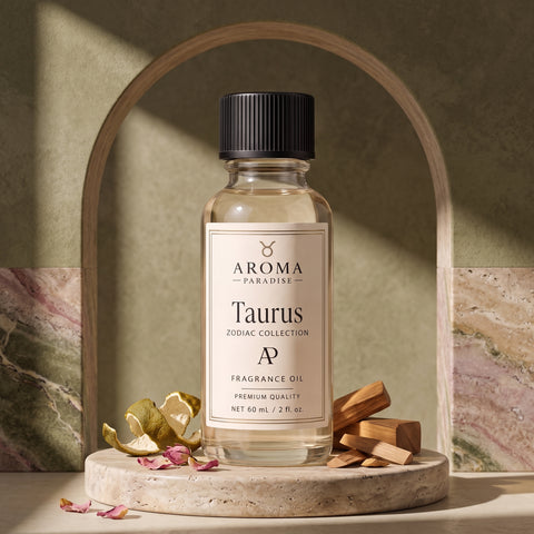 Taurus Zodiac fragrance oil in an editorial scent setting - Aroma Paradise