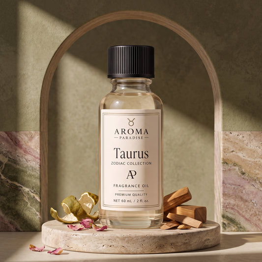 Taurus Zodiac fragrance oil in an editorial scent setting - Aroma Paradise
