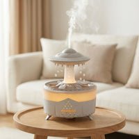 UFO Raindrop Humidifying Essential Oil Diffuser – 350ml, Cascade Mist, 7 LED Colors, Remote