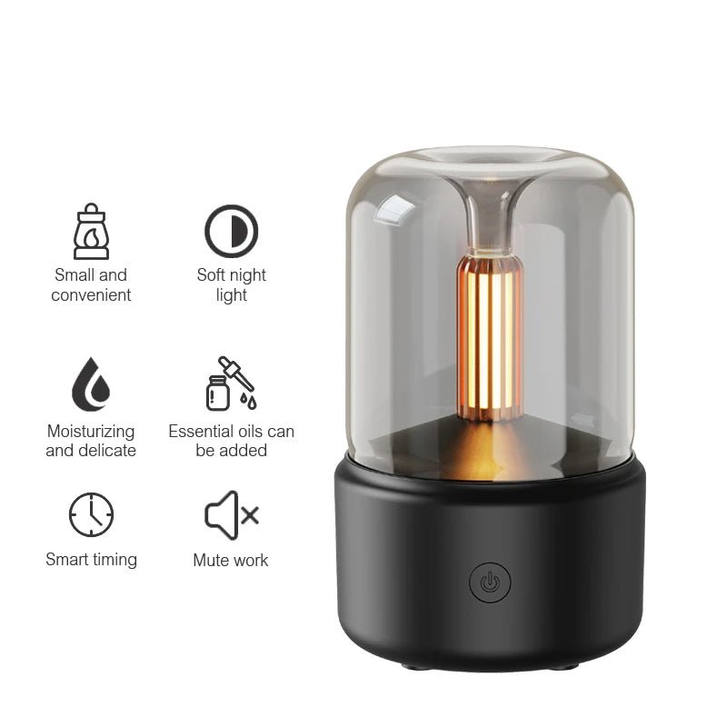 Candlelight Ultrasonic Essential Oil Diffuser & Cool Mist Humidifier – LED Night Light, Auto Shut-Off & Whisper Quiet for Home & Office ultrasonic essential oil diffuser and humidifier - detail view - Aroma Paradise