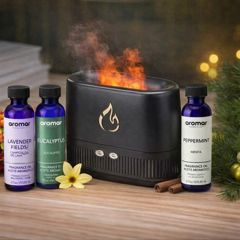 Warm Flame Diffuser Gift Pack – With Lavender, Eucalyptus And Peppermint Oils - Aroma Paradise
