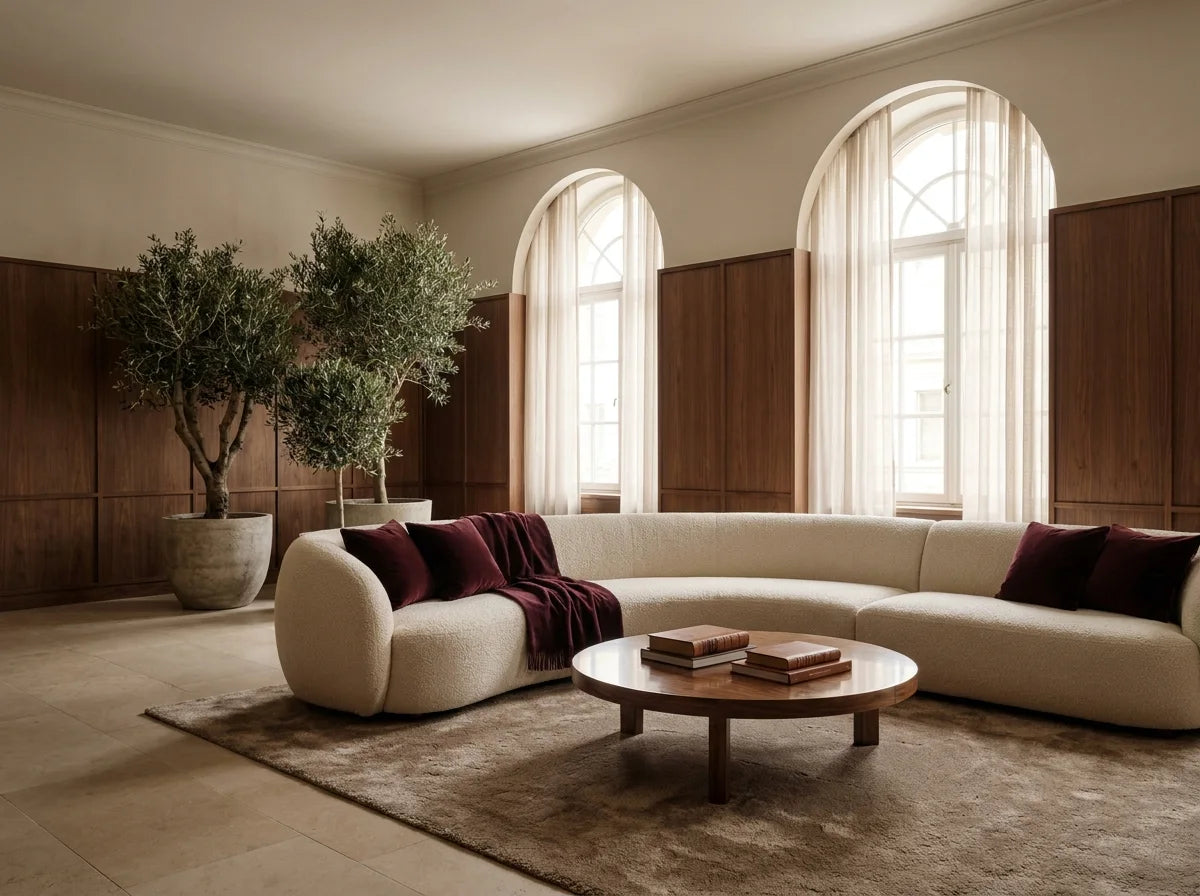Warm stone lobby representing hotel and multifamily business scenting