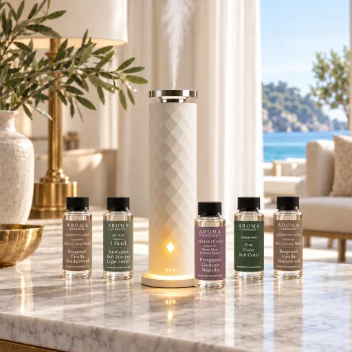 Soft Illumination Tower in White with five 120ml waterless scents